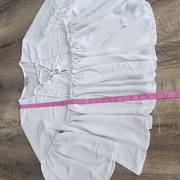 Show Me Your Mumu Poet Tie Top in White Boho Peasant Oversized Lace Up Blouse XS - Picture 6 of 12